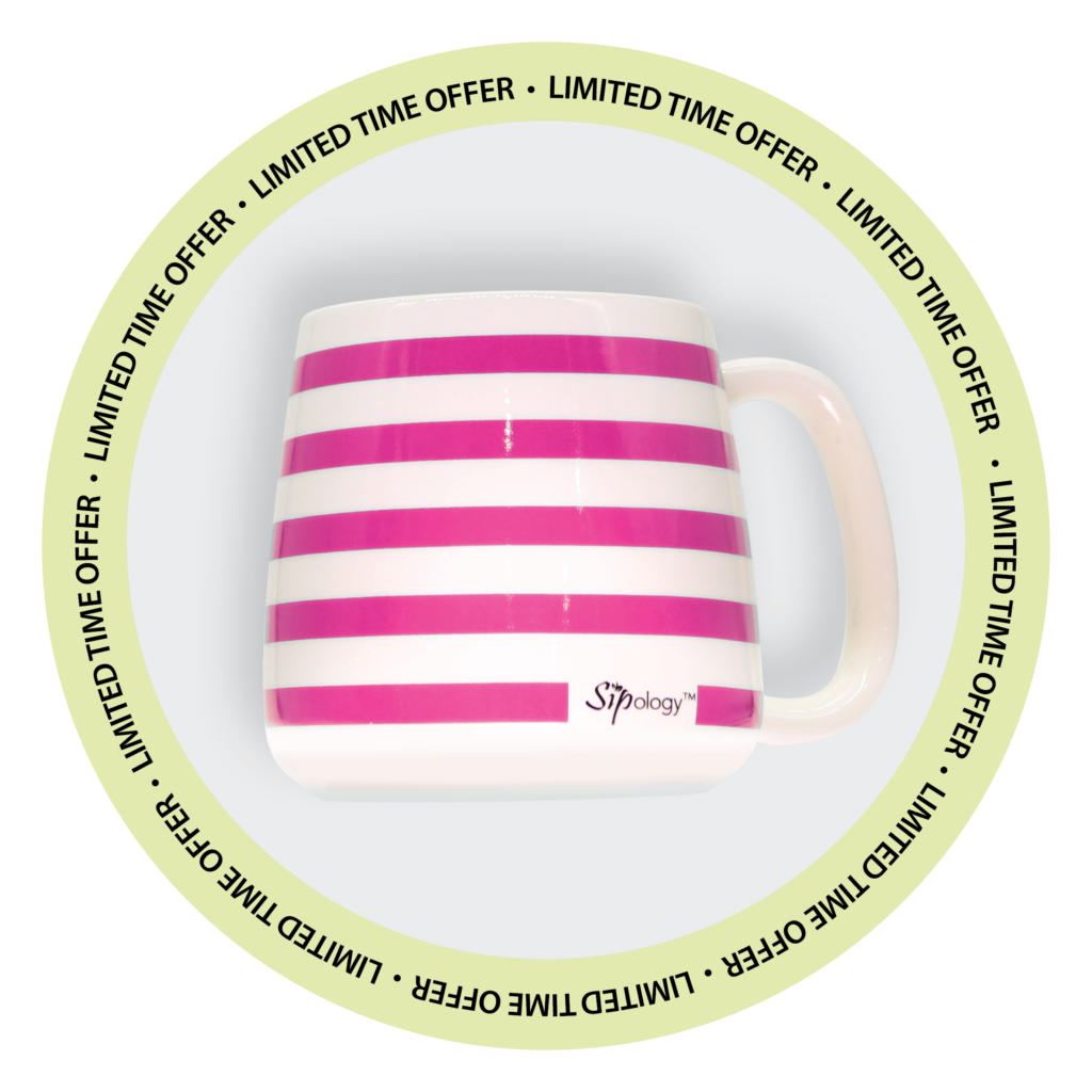 Mug with pink stripes